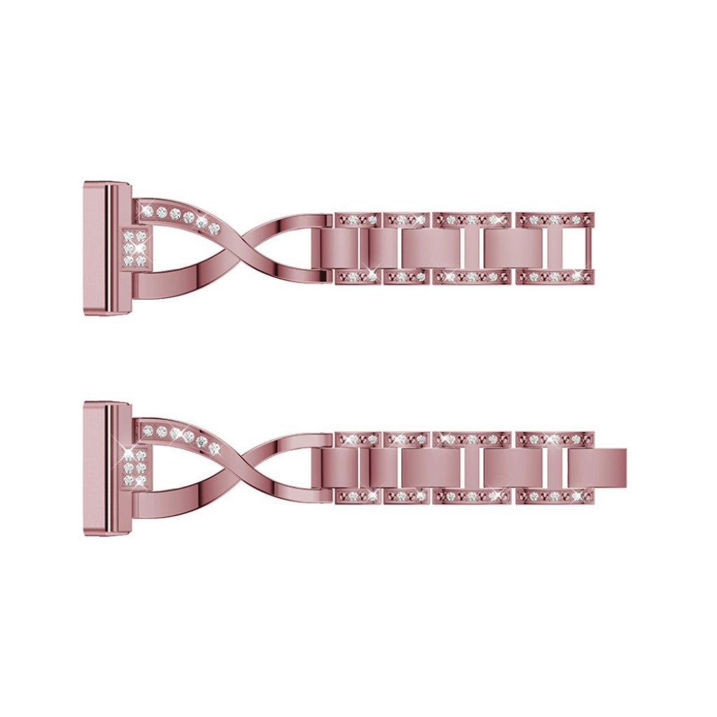 Smuk Fitbit Versa 3 / Fitbit Sense Metal og Rhinsten Rem - Pink#serie_4