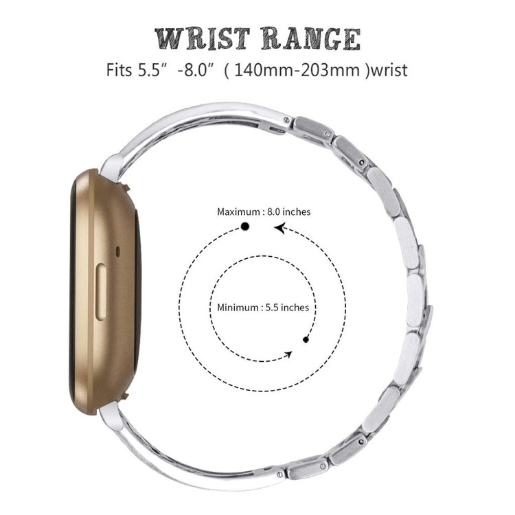 Eminent Fitbit Versa 3 / Fitbit Sense Metal og Rhinsten Rem - Sølv#serie_1