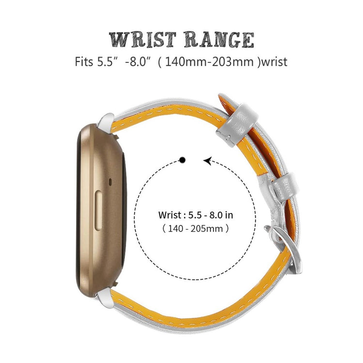 Stilren Fitbit Versa 3 / Fitbit Sense Ægte læder Rem - Sølv#serie_4