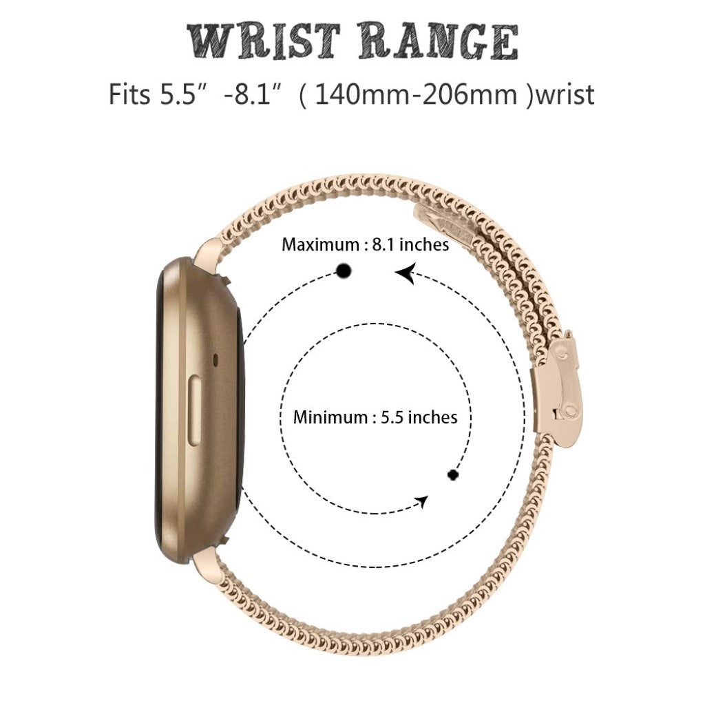 Helt vildt elegant Fitbit Versa 3 / Fitbit Sense Metal Rem - Sølv#serie_033