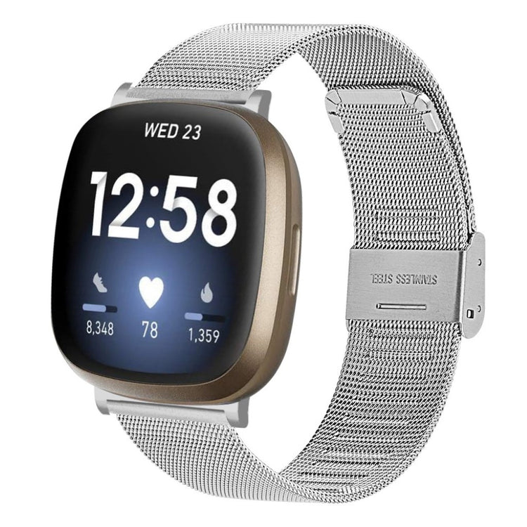 Mega kønt Fitbit Versa 3 / Fitbit Sense Metal Rem - Sølv#serie_034