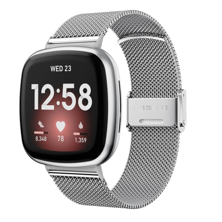 Rigtigt rart Fitbit Versa 3 Metal Rem - Sølv#serie_076