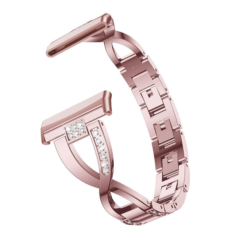 Fint Fitbit Sense / Fitbit Versa 3 Metal og Rhinsten Rem - Pink#serie_3