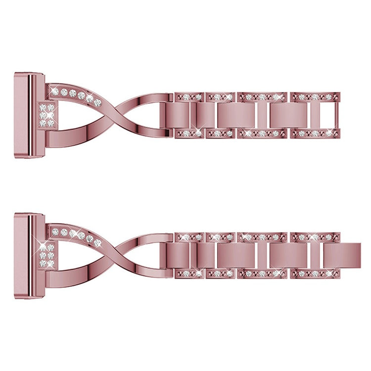 Fint Fitbit Sense / Fitbit Versa 3 Metal og Rhinsten Rem - Pink#serie_3