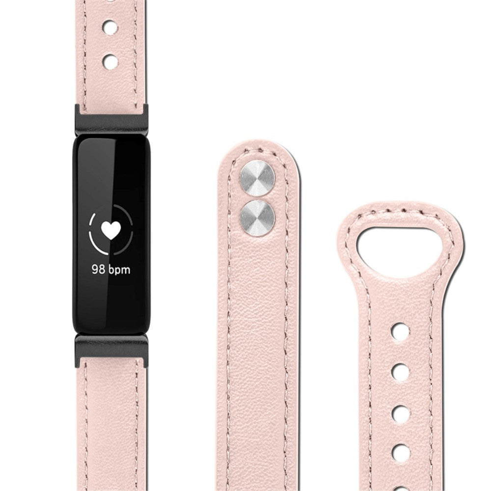 Fantastisk Fitbit Inspire 2 / Fitbit Ace 2 Ægte læder Urrem - Pink#serie_4