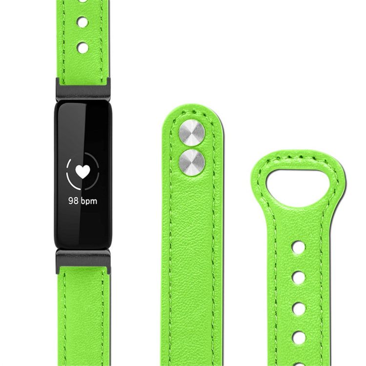 Fantastisk Fitbit Inspire 2 / Fitbit Ace 2 Ægte læder Urrem - Grøn#serie_9