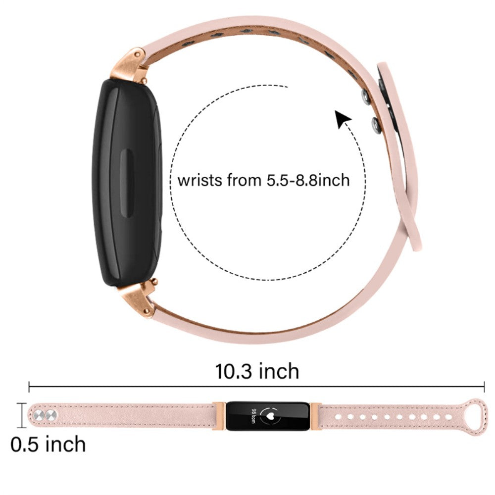 Super skøn Fitbit Inspire 2 / Fitbit Ace 2 Ægte læder Urrem - Pink#serie_4