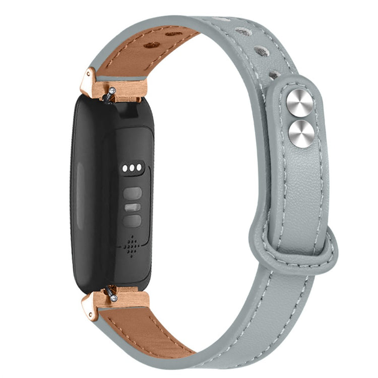 Vildt godt Fitbit Inspire 2 / Fitbit Ace 2 Ægte læder Rem - Sølv#serie_8