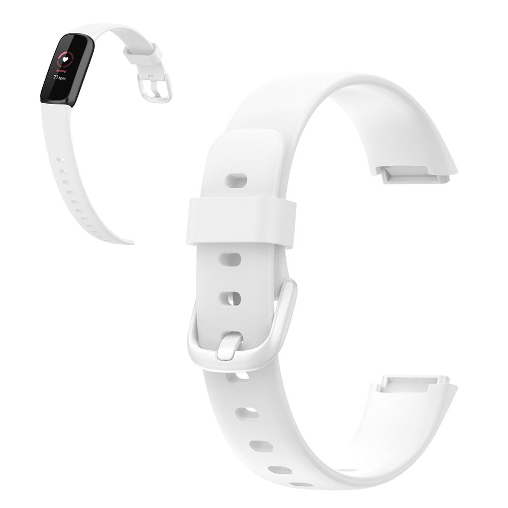 Rigtigt skøn Fitbit Luxe Silikone Rem - Størrelse: S - Hvid#serie_2