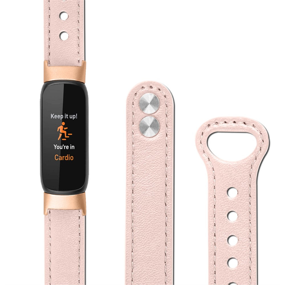 Skøn Fitbit Luxe Ægte læder Urrem - Pink#serie_4