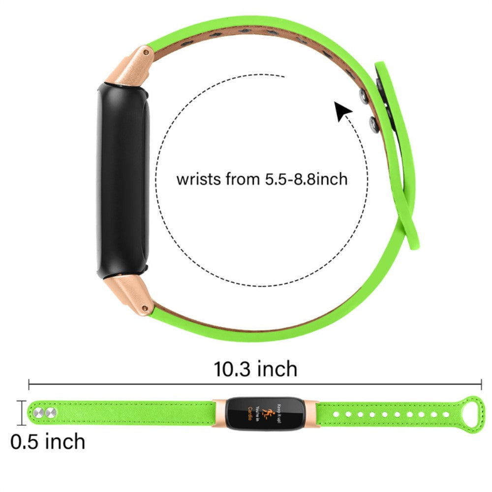 Skøn Fitbit Luxe Ægte læder Urrem - Grøn#serie_9