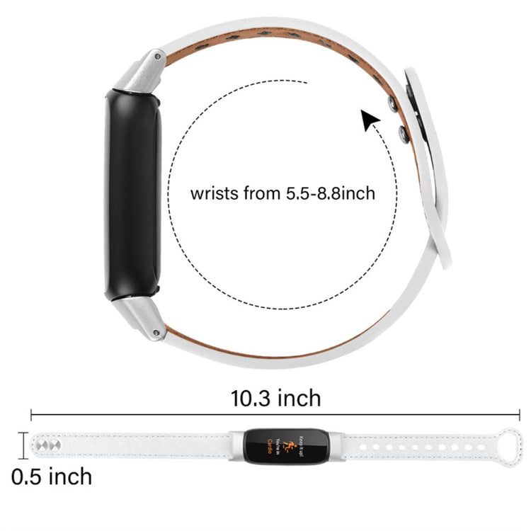 Meget nydelig Fitbit Luxe Ægte læder Urrem - Hvid#serie_1