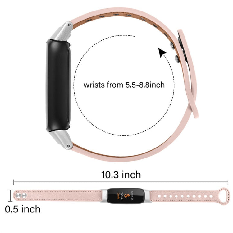 Meget nydelig Fitbit Luxe Ægte læder Urrem - Pink#serie_4