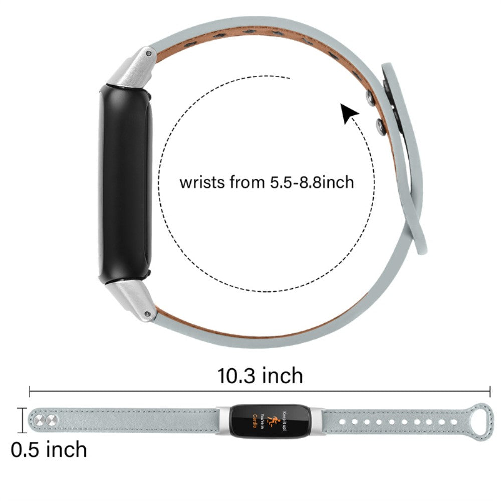 Meget nydelig Fitbit Luxe Ægte læder Urrem - Sølv#serie_8