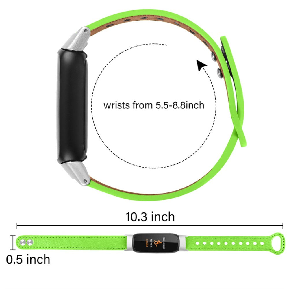 Meget nydelig Fitbit Luxe Ægte læder Urrem - Grøn#serie_9