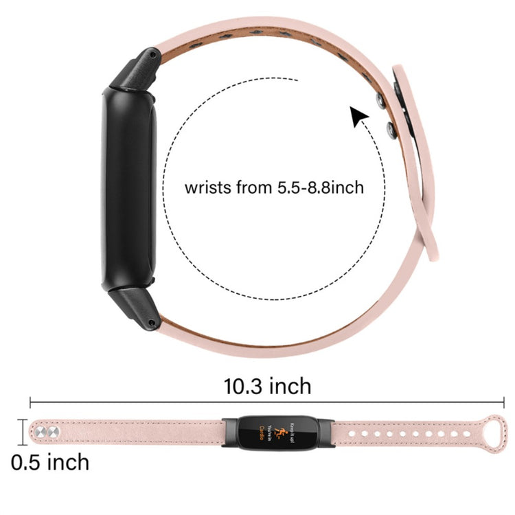 Rigtigt fint Fitbit Luxe Ægte læder Urrem - Pink#serie_4