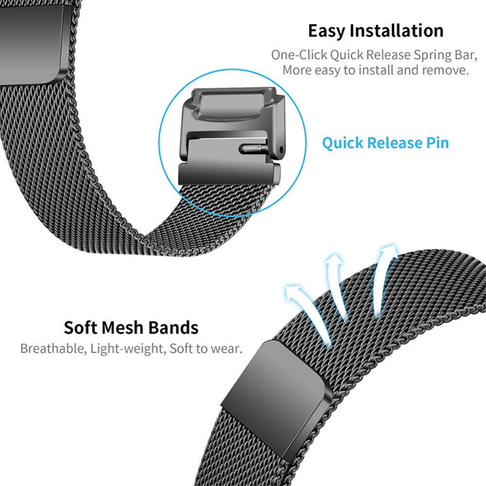 Mega nydelig Fitbit Luxe Metal Rem - Sort#serie_1