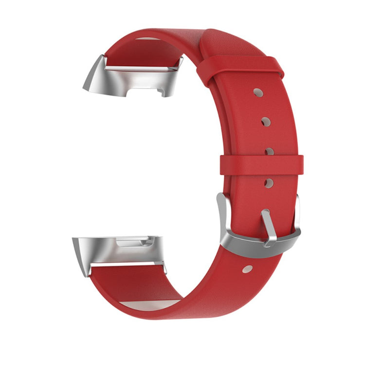 Kønt Fitbit Charge 5 Ægte læder Rem - Rød#serie_3