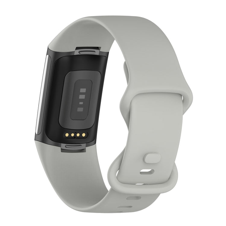 Mega kønt Fitbit Charge 5 Silikone Rem - Størrelse: L - Sølv#serie_12