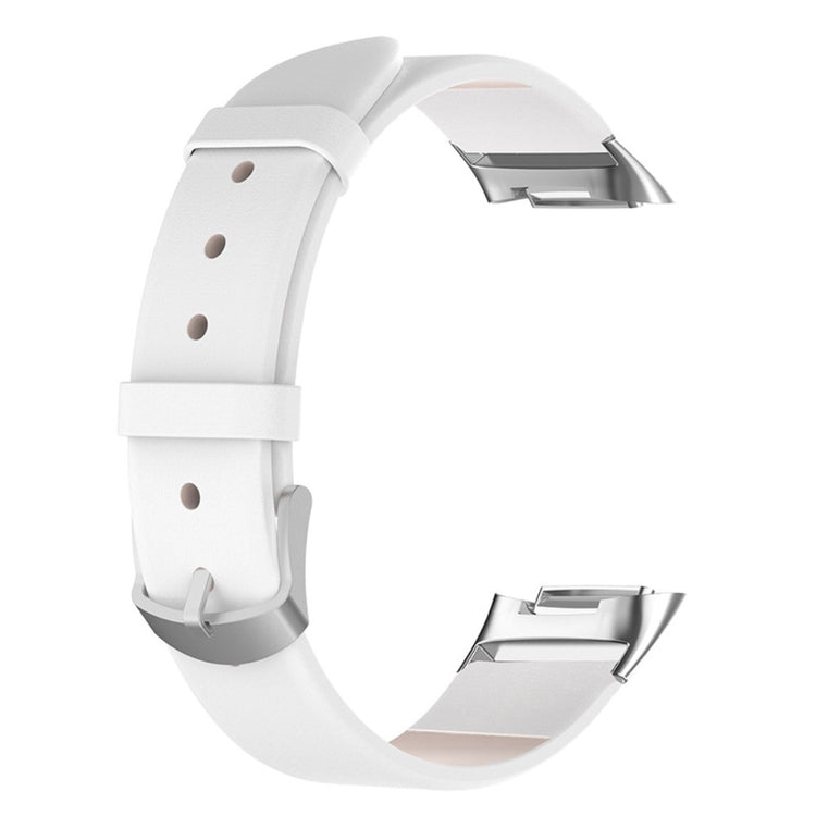 Vildt skøn Fitbit Charge 5 Ægte læder Rem - Hvid#serie_5