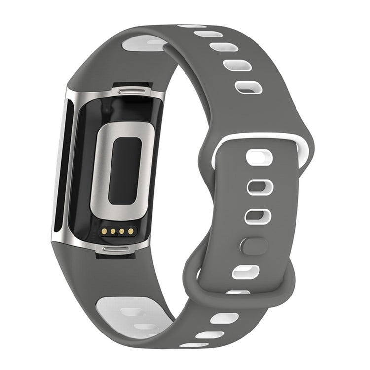 Solid Fitbit Charge 5 Silikone Rem - Sølv#serie_2