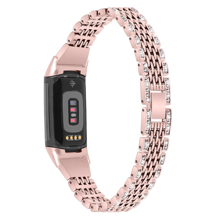 Vildt fantastisk Fitbit Charge 5 Metal og Rhinsten Rem - Pink#serie_2