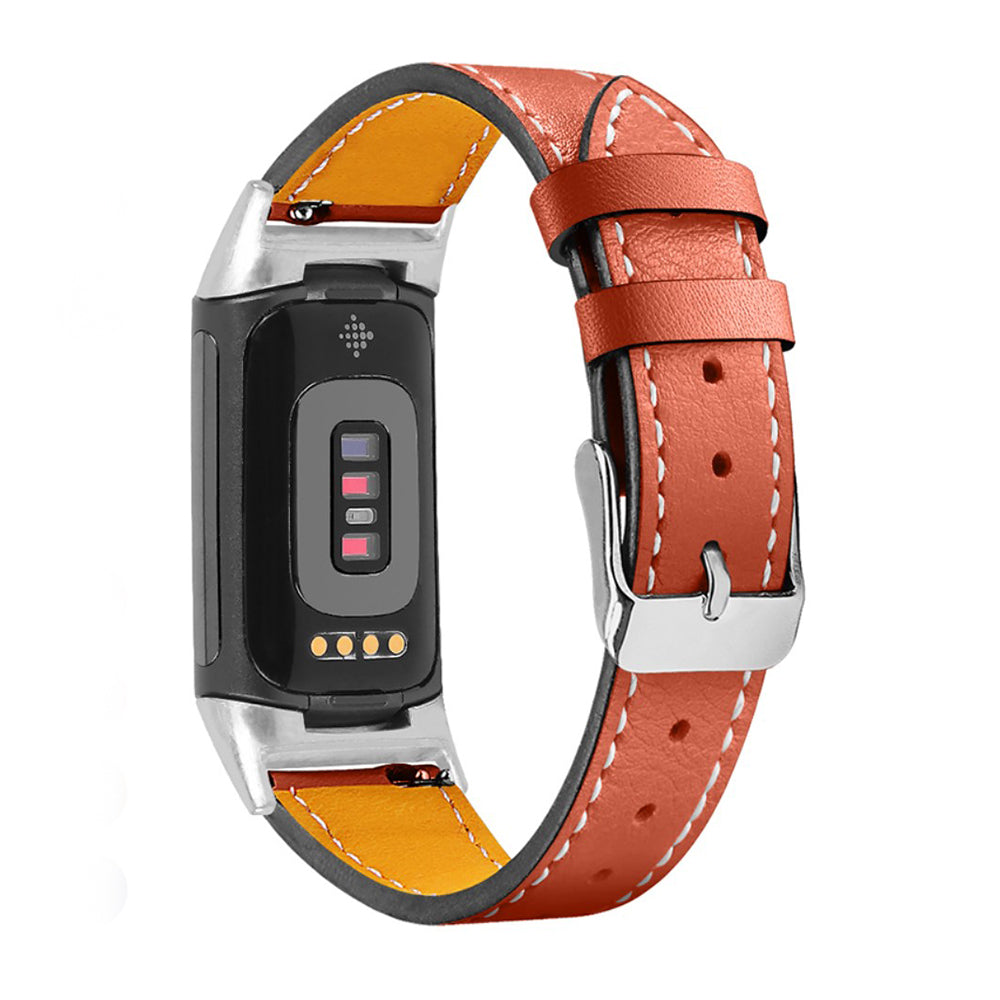 Mega cool Fitbit Charge 5 Ægte læder Rem - Orange#serie_2