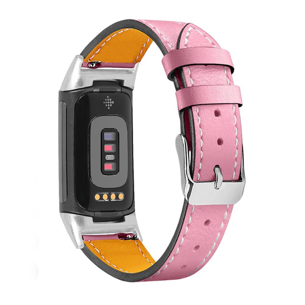 Mega cool Fitbit Charge 5 Ægte læder Rem - Pink#serie_3