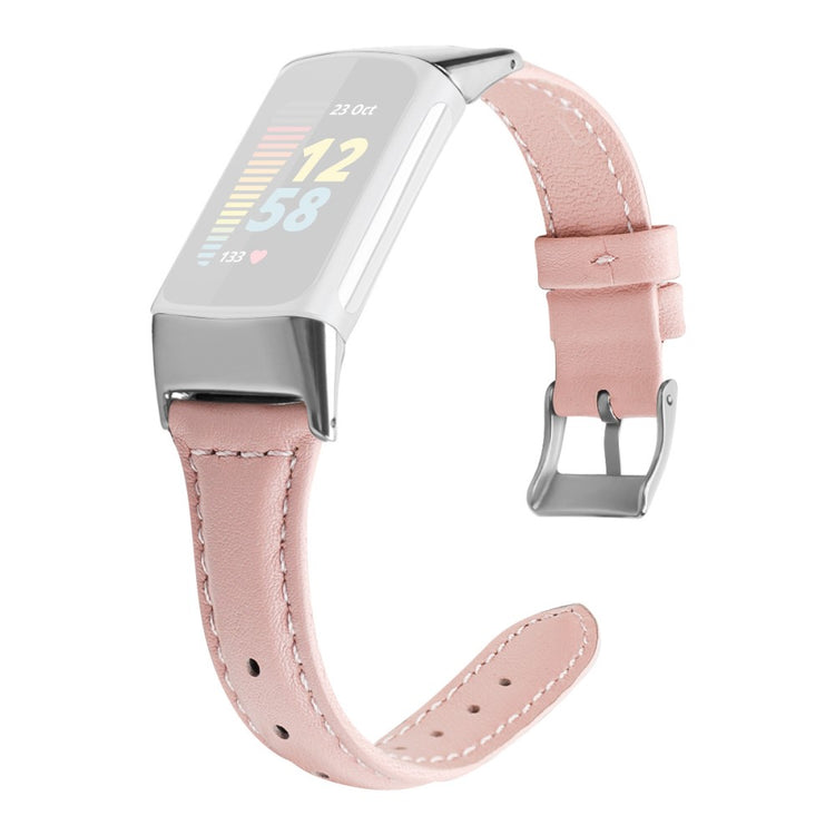Pænt Fitbit Charge 5 Ægte læder Rem - Størrelse: L - Pink#serie_10