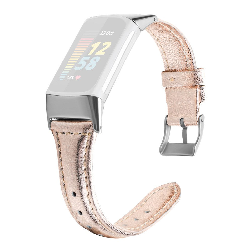 Pænt Fitbit Charge 5 Ægte læder Rem - Størrelse: L - Pink#serie_11