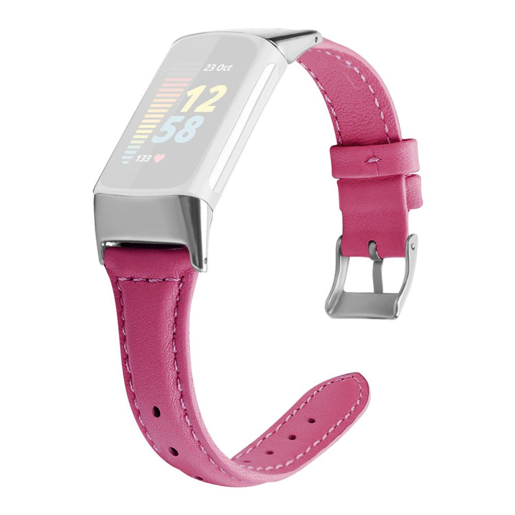Pænt Fitbit Charge 5 Ægte læder Rem - Størrelse: L - Pink#serie_12