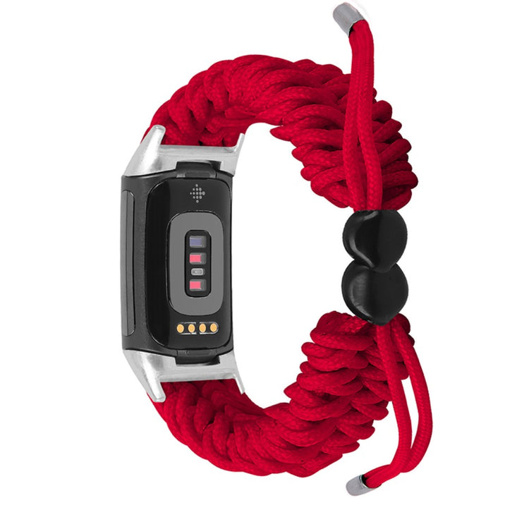 Meget holdbart Fitbit Charge 5 Nylon Rem - Rød#serie_5