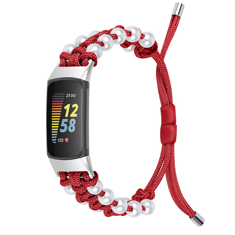 Supercool Fitbit Charge 5 Nylon Rem - Rød#serie_4