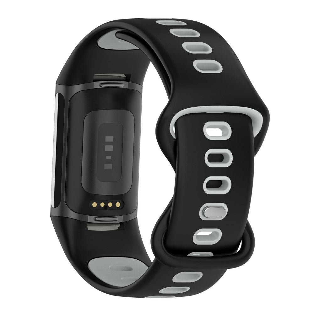 Rigtigt rart Fitbit Charge 5 Silikone Urrem - Sort#serie_5
