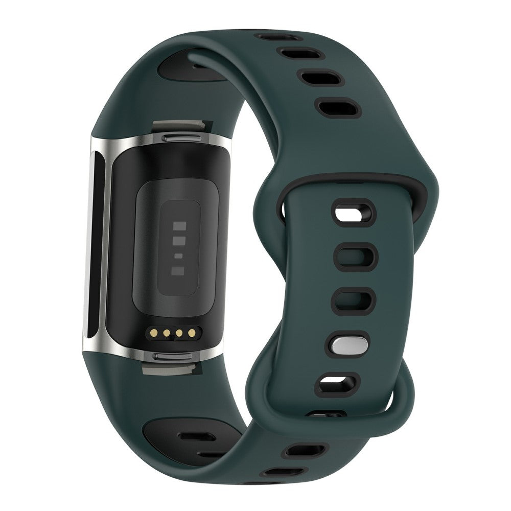 Rigtigt rart Fitbit Charge 5 Silikone Urrem - Grøn#serie_7