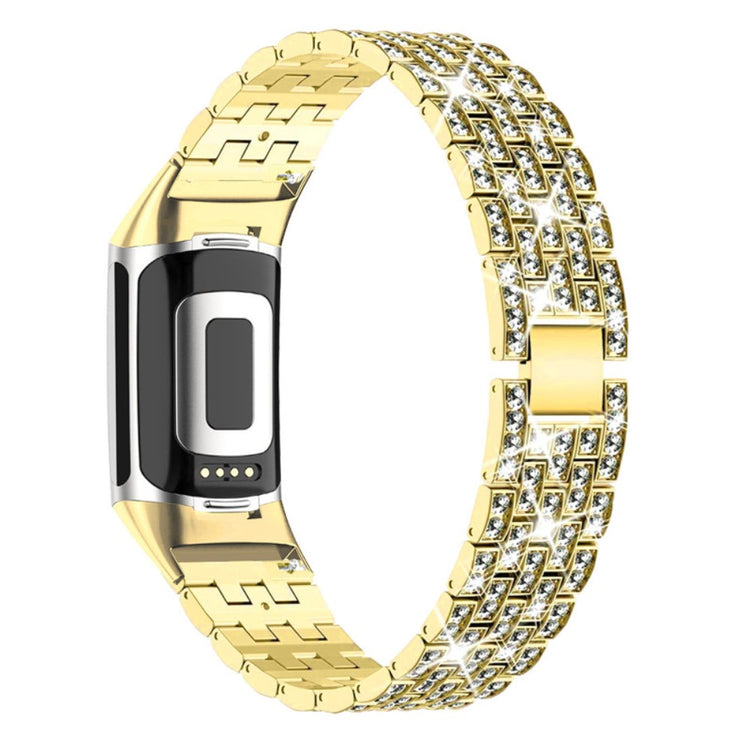 Helt vildt smuk Fitbit Charge 5 Metal og Rhinsten Rem - Guld#serie_2