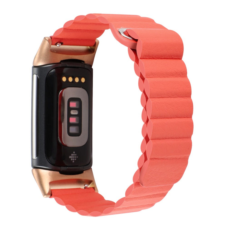 Flot Fitbit Charge 5 Ægte læder Rem - Orange#serie_2