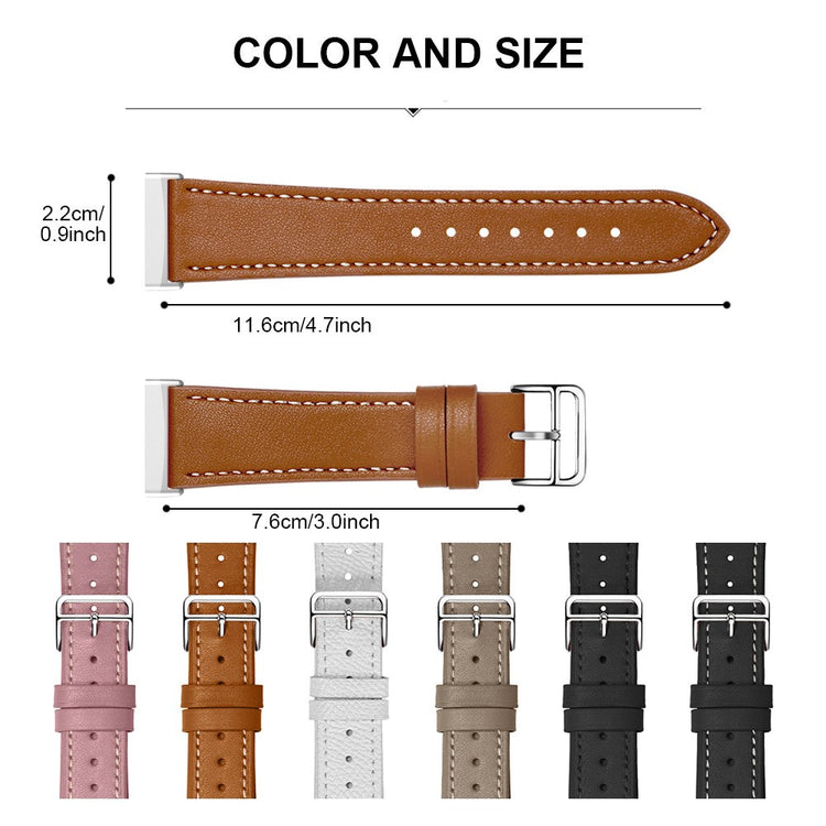 Rigtigt slidstærk Universal Fitbit Ægte læder Rem - Pink#serie_5