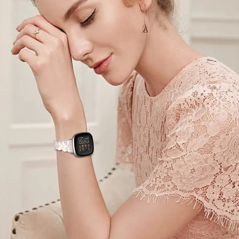Super nydelig Fitbit Sense 2 / Fitbit Versa 4 Plastik Rem - Hvid#serie_1