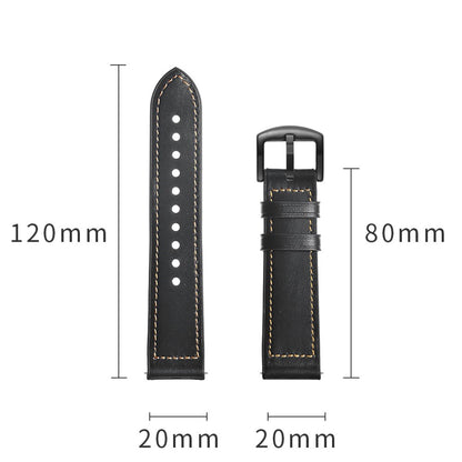 Fed Garmin Vivoactive 3 / Garmin Vivomove HR Ægte læder Rem - Sort#serie_1