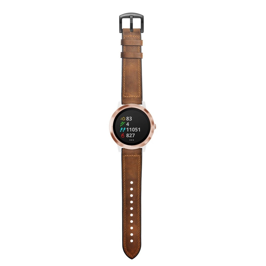 Fed Garmin Vivoactive 3 / Garmin Vivomove HR Ægte læder Rem - Brun#serie_053