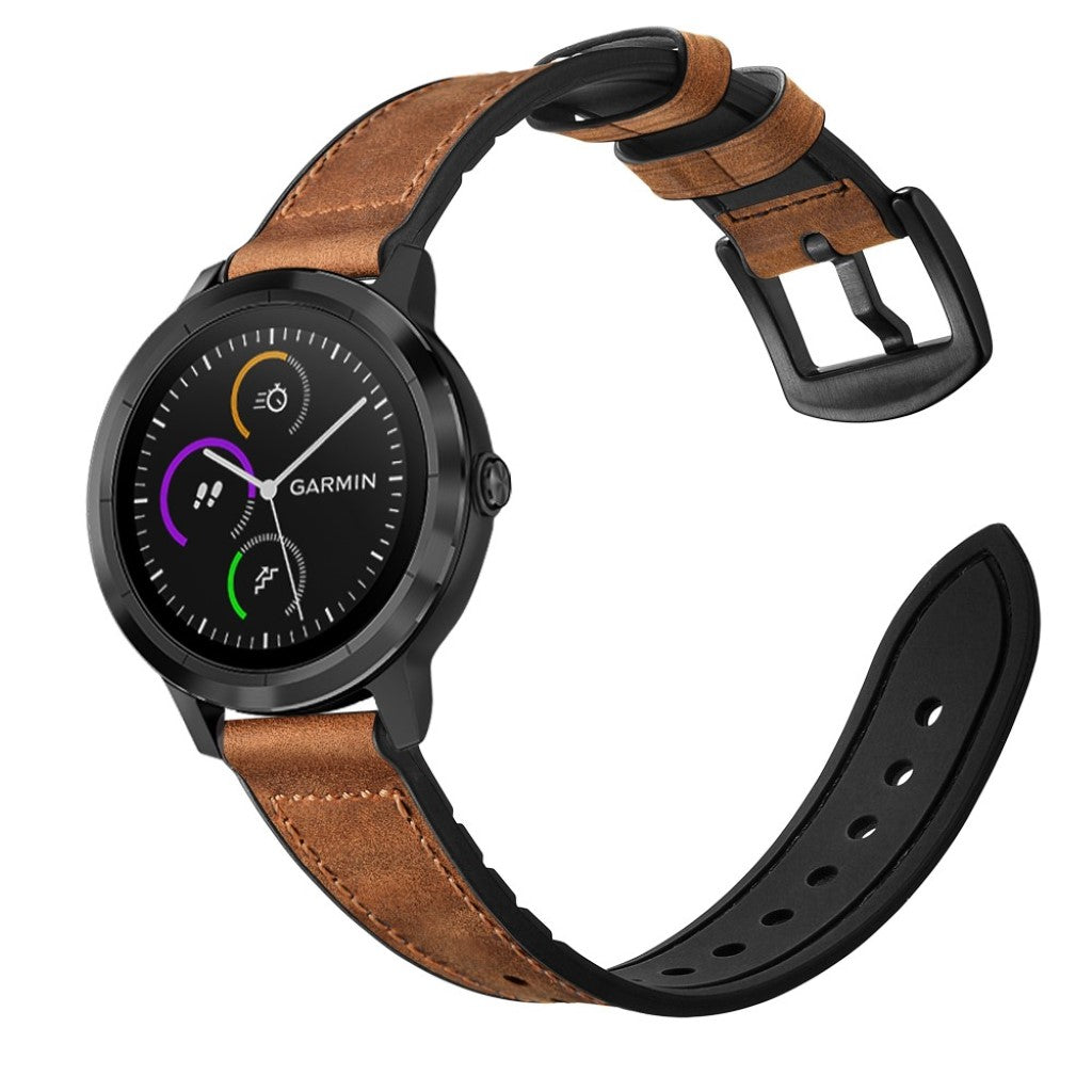 Fed Garmin Vivoactive 3 / Garmin Vivomove HR Ægte læder Rem - Brun#serie_053