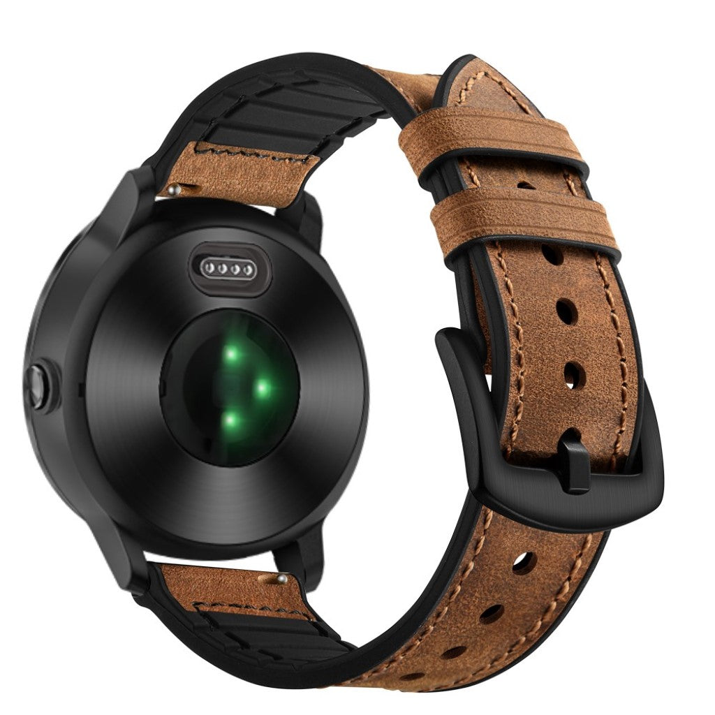 Fed Garmin Vivoactive 3 / Garmin Vivomove HR Ægte læder Rem - Brun#serie_053