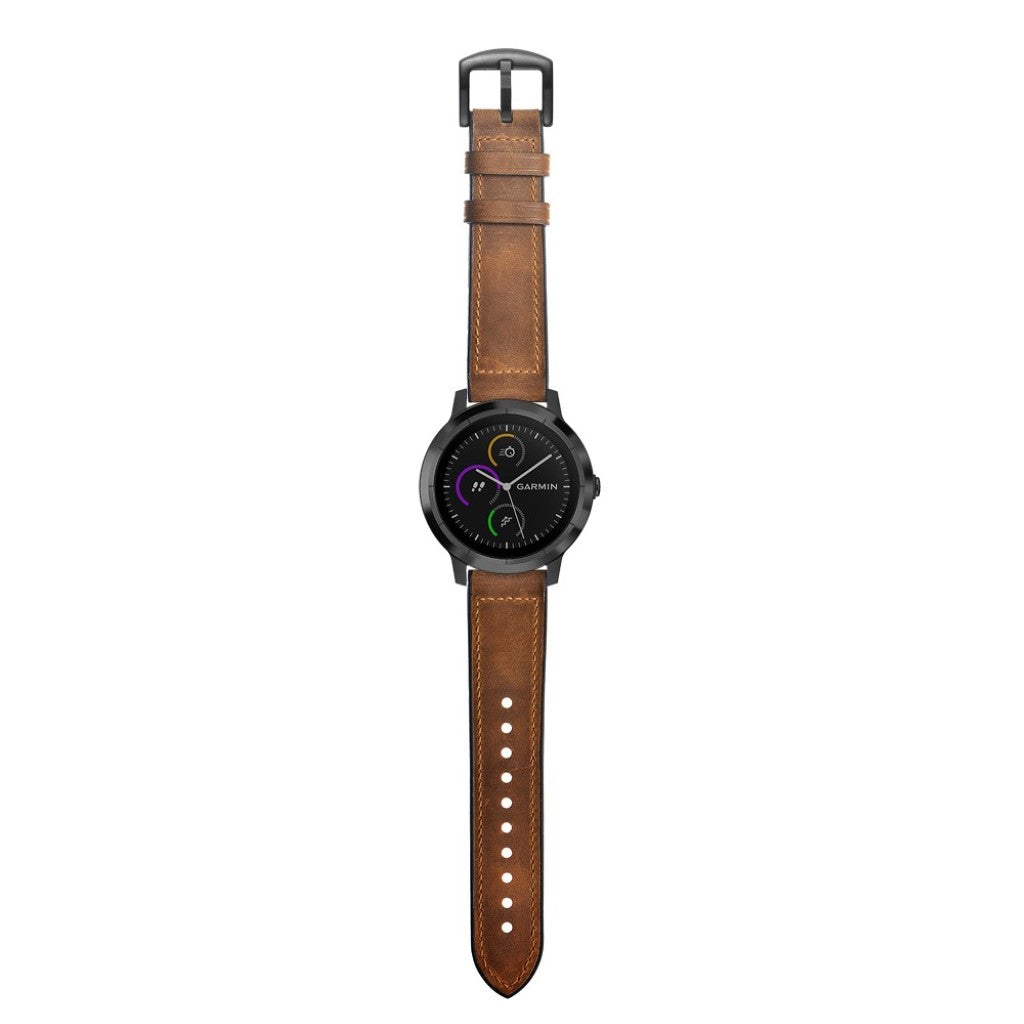 Fed Garmin Vivoactive 3 / Garmin Vivomove HR Ægte læder Rem - Brun#serie_053