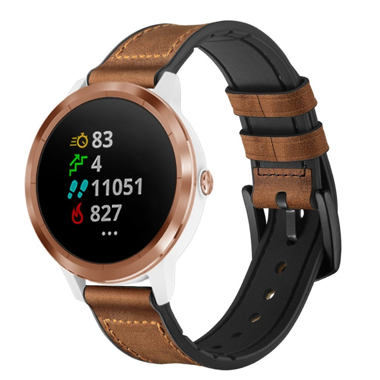 Fed Garmin Vivoactive 3 / Garmin Vivomove HR Ægte læder Rem - Brun#serie_053