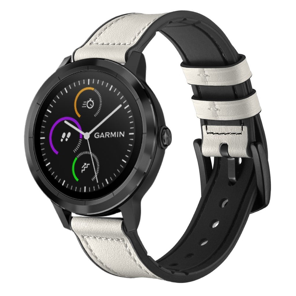 Fed Garmin Vivoactive 3 / Garmin Vivomove HR Ægte læder Rem - Hvid#serie_2