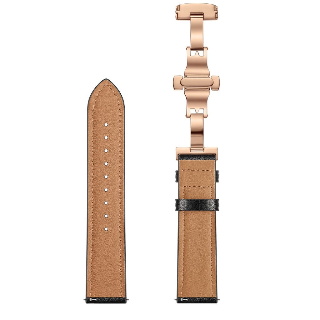 Fed Garmin Vivoactive 3 / Garmin Vivomove HR Ægte læder Rem - Sort#serie_11