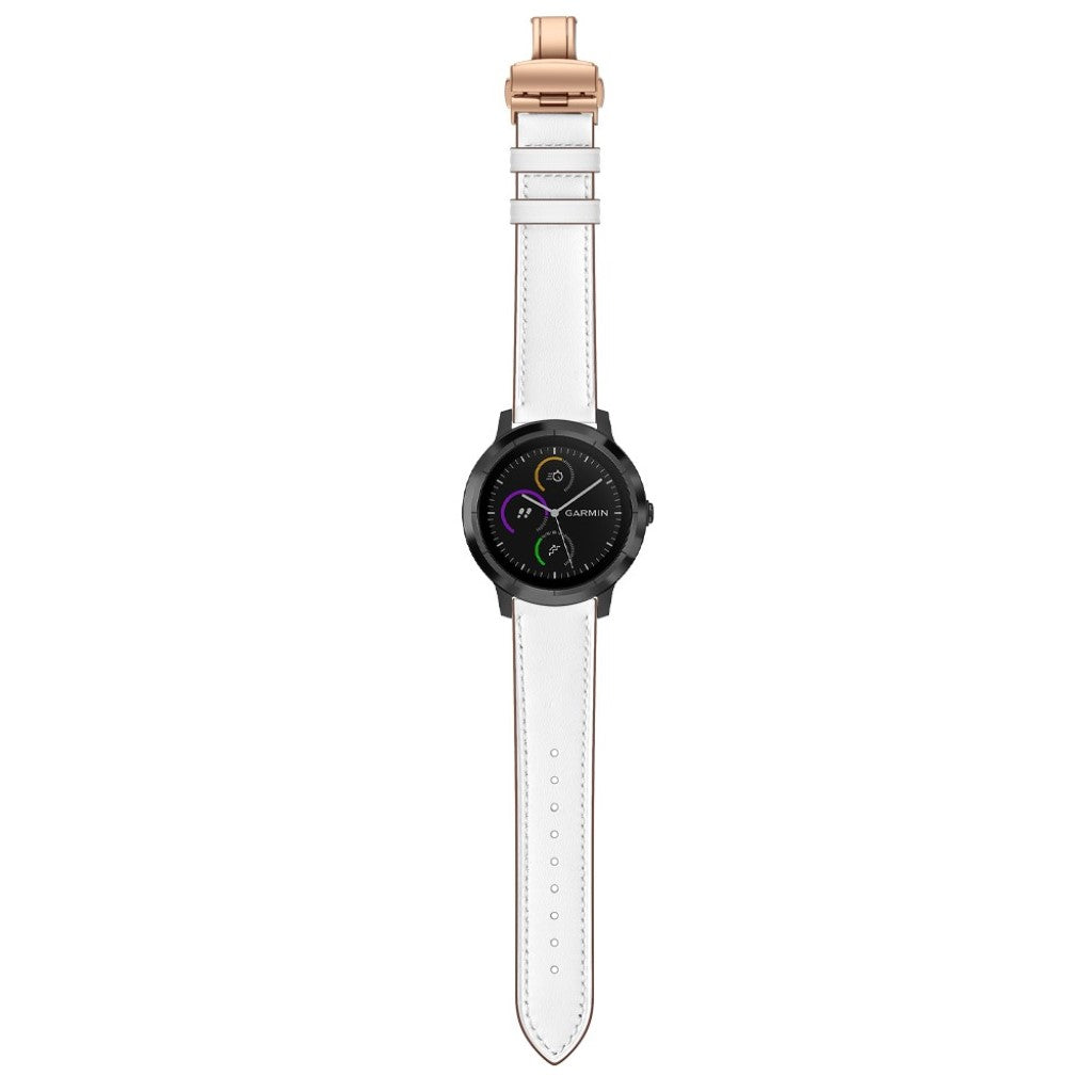Fed Garmin Vivoactive 3 / Garmin Vivomove HR Ægte læder Rem - Hvid#serie_12