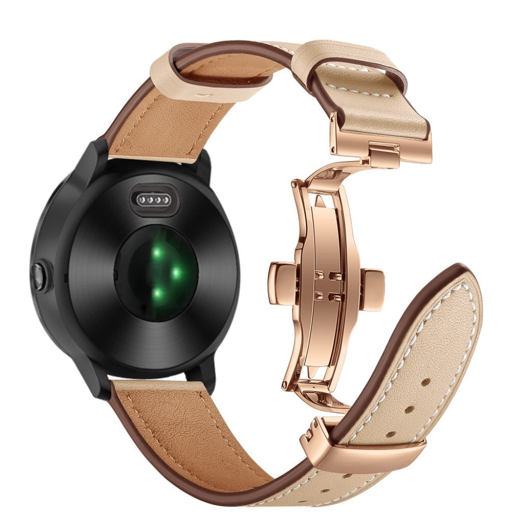 Fed Garmin Vivoactive 3 / Garmin Vivomove HR Ægte læder Rem - Brun#serie_14