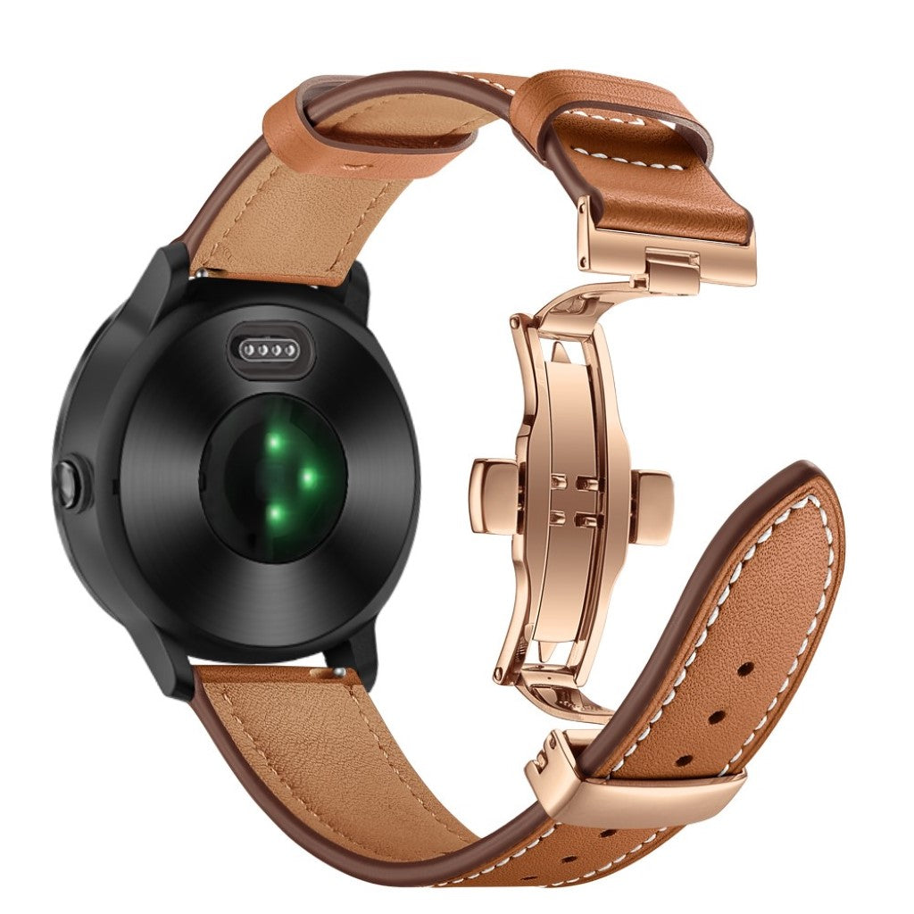 Fed Garmin Vivoactive 3 / Garmin Vivomove HR Ægte læder Rem - Brun#serie_15